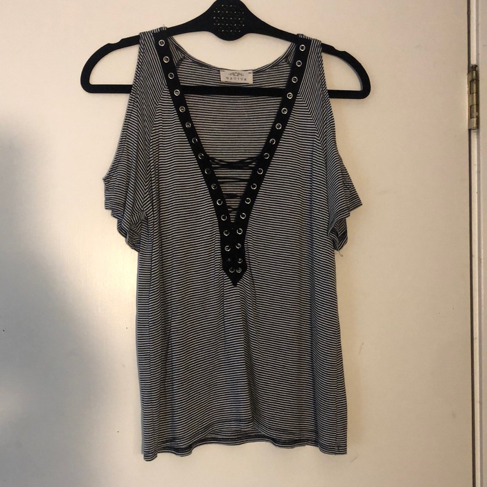 Black & White Striped Shirt, Size S/M